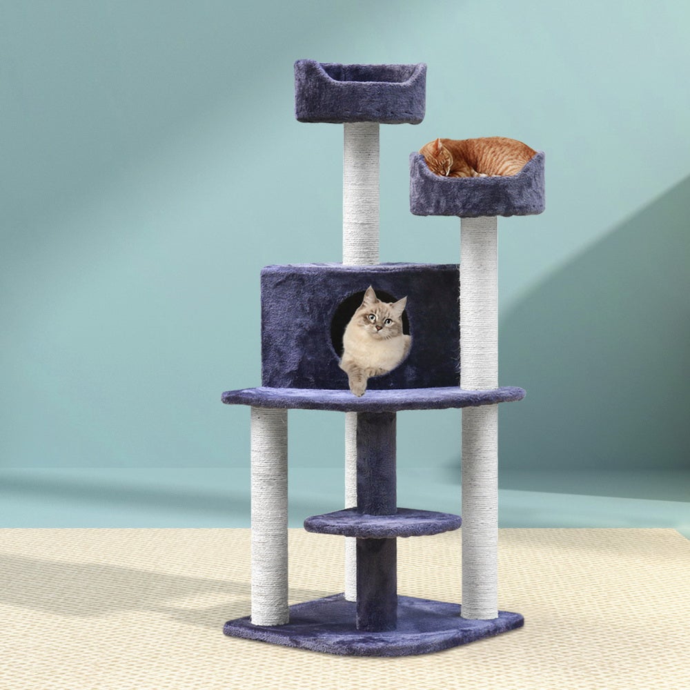 i.Pet Cat Tree 126cm Tower Scratching Post Scratcher Condo Trees House Grey