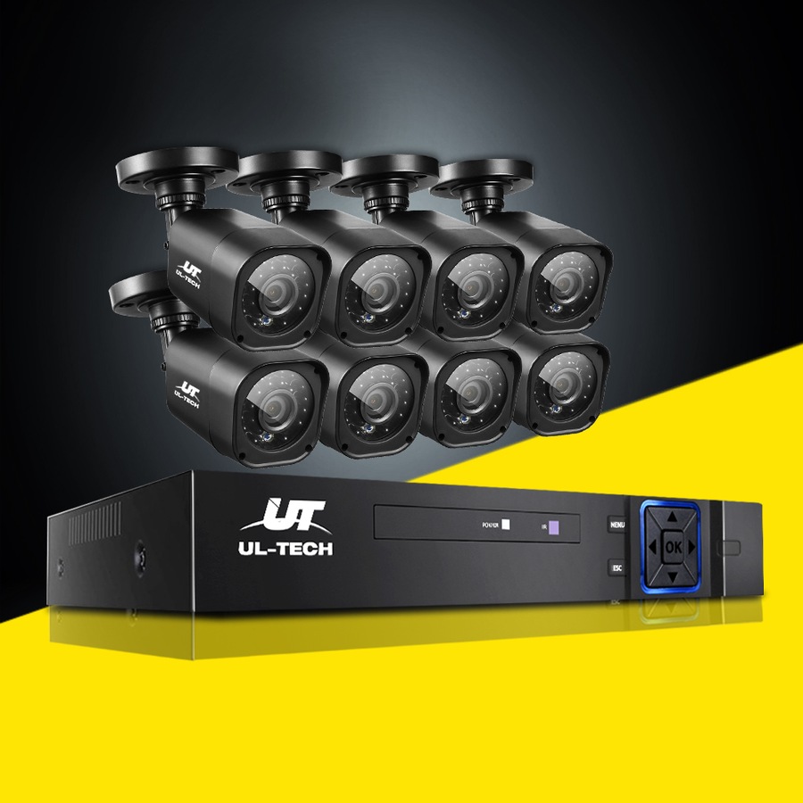 UL-TECH 1080P Home Security Camera System 8 Channel DVR with 8 Square Cameras