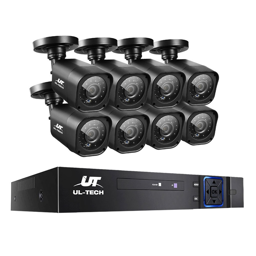 UL-TECH 1080P Home Security Camera System 8 Channel DVR with 8 Square Cameras