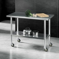 Cefito 1219x610mm Stainless Steel Kitchen Bench with Wheels 304