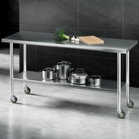 Cefito 1829x610mm Stainless Steel Kitchen Bench with Wheels 304