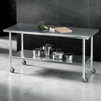 Cefito 1829x760mm Stainless Steel Kitchen Bench with Wheels 430