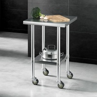 Cefito 610x610mm Stainless Steel Kitchen Bench with Wheels 430
