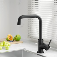 1X Cefito Kitchen Tap Mixer Tap Rectangle Sink Faucet Basin Laundry Black