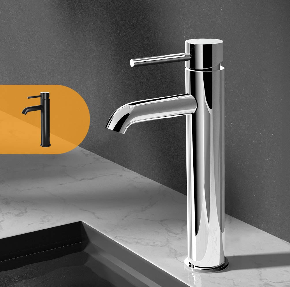 Cefito Bathroom Basin Taps Tall Faucet WELS Black/Silver