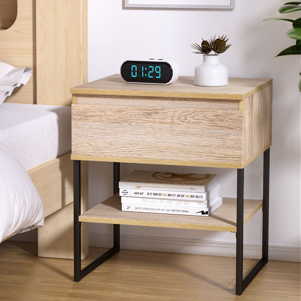 Artiss Bedside Table 1 Drawers with Shelf - CASEY