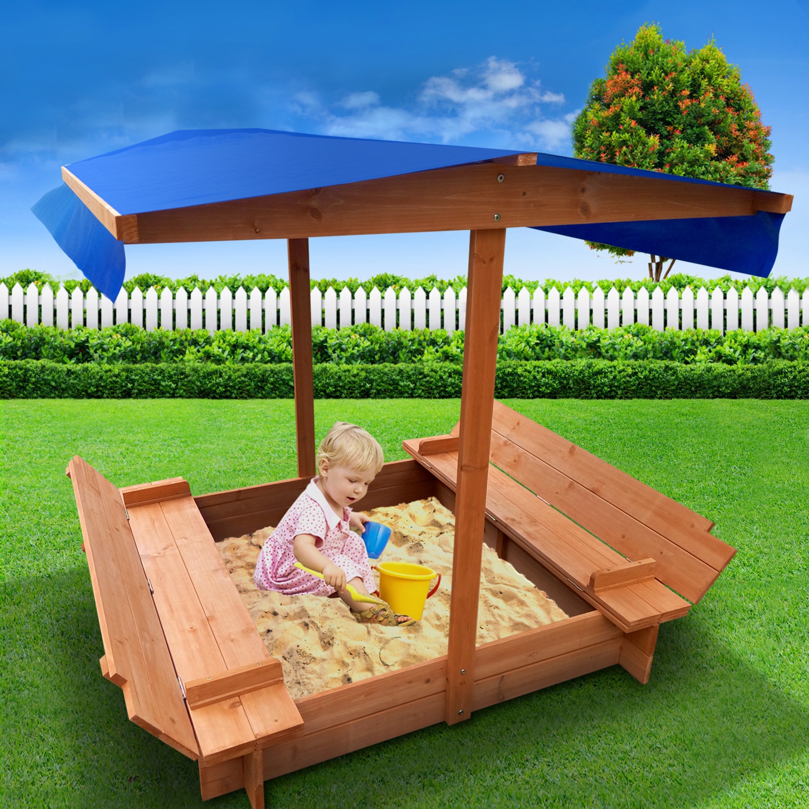 kids sandpit with cover