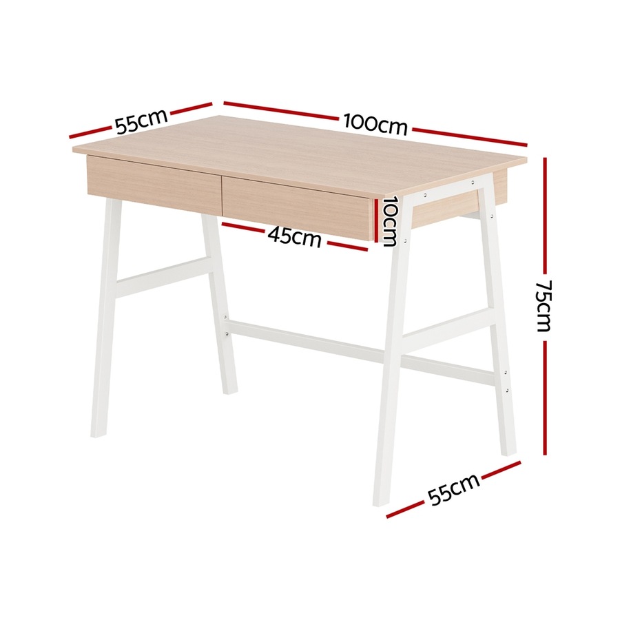 100cm Artiss Computer Desk Drawer Cabinet Oak