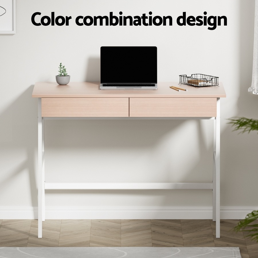 100cm Artiss Computer Desk Drawer Cabinet Oak