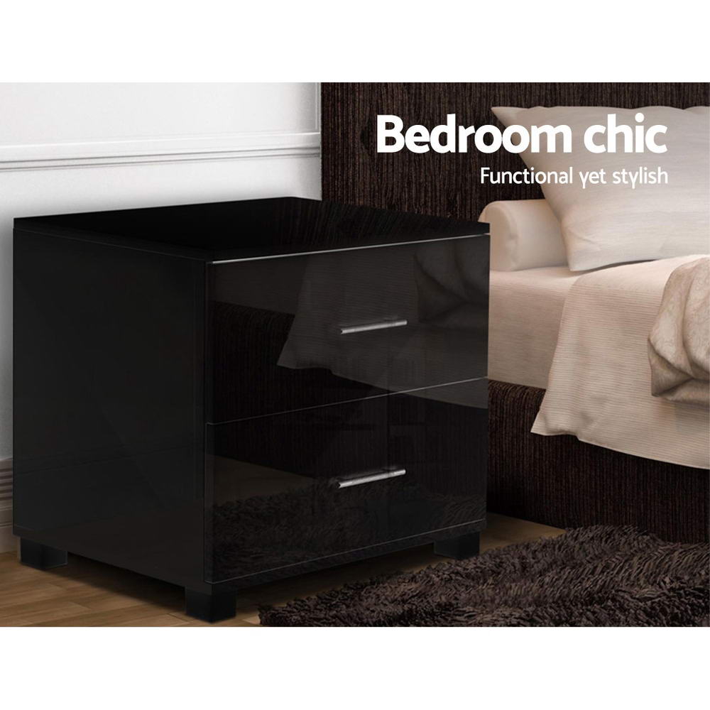 Artiss Bedside Tables Drawers Side Table Gloss Bedroom Nightstand Black Lamp Buy Bedside Tables 9355720022094