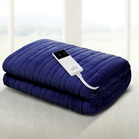 160x130cm Giselle Electric Throw Rug Heated Blanket Fleece Blue
