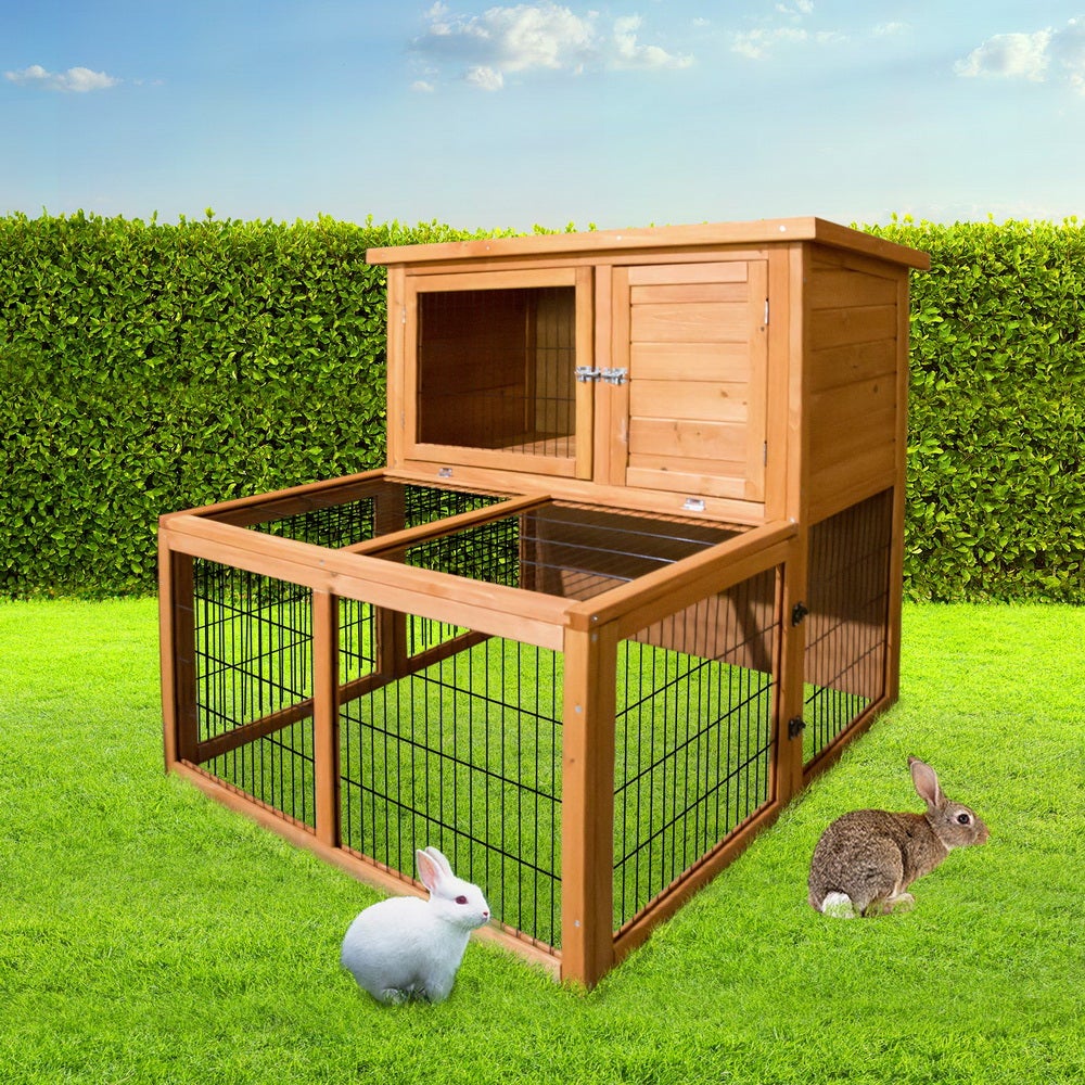 i.Pet Rabbit Hutch Hutches Large Metal Run Wooden Cage