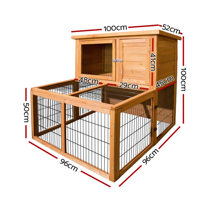 96cmx96cmx100cm i.Pet Chicken Coop Rabbit Hutch Large Run Wooden Cage Outdoor House