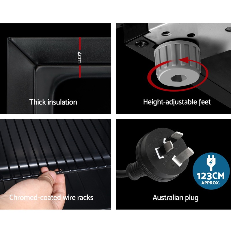 Buy Devanti 115L Bar Fridge Glass Door w/Light Builtin Lock Black