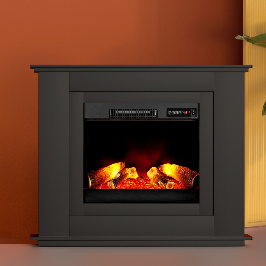 2000W Devanti Electric Fireplace Fire Heater Black Mantel Suite