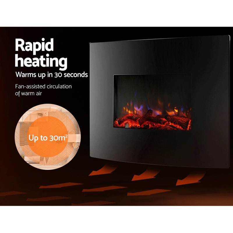 Buy Devanti Electric Fireplace Wall Mounted Heater MyDeal
