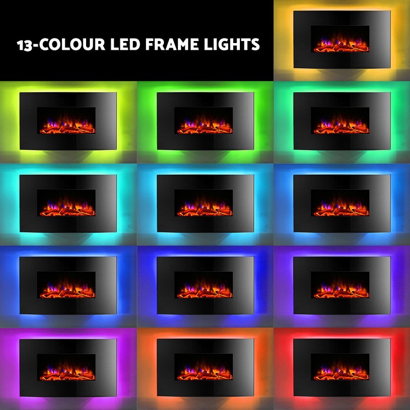 Buy Devanti Electric Fireplace Wall Mounted Heater MyDeal