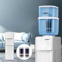 1 Set Devanti Water Cooler Dispenser Stand 22L Bottle White w/2 Filter