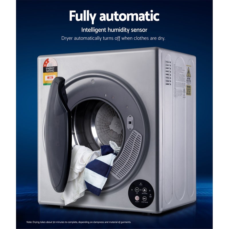 Devanti 6kg Tumble Dryer Vented Full Automatic Wall Mountable Silver ...