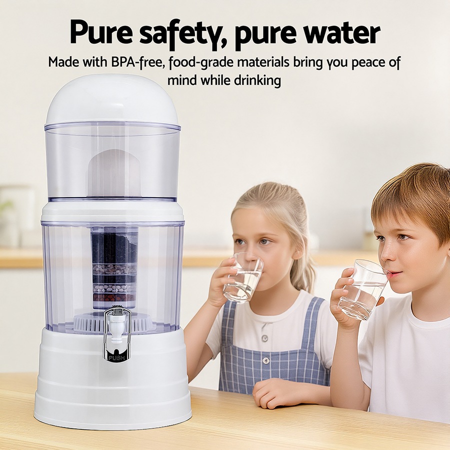 Devanti Benchtop Water Filter 14L Gravity Purifier Multi-Stage BPA-Free for Home and Camping