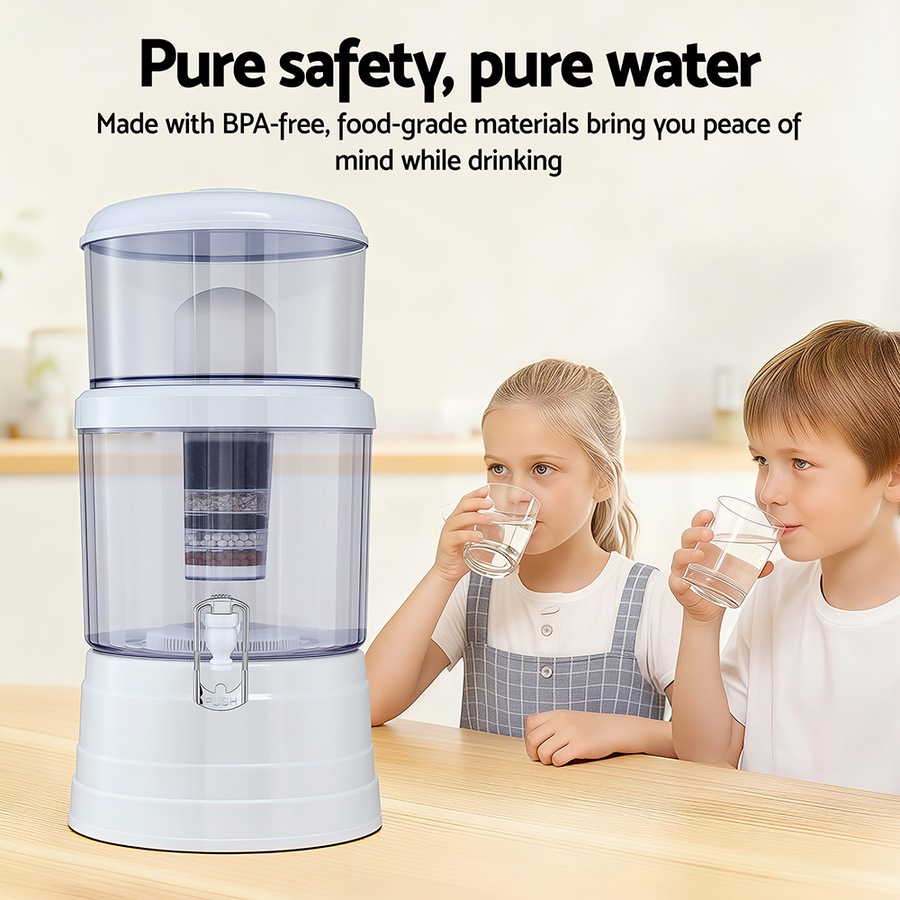 Devanti Benchtop Water Filter 16L Gravity Purifier Multi-Stage BPA-Free for Home and Camping