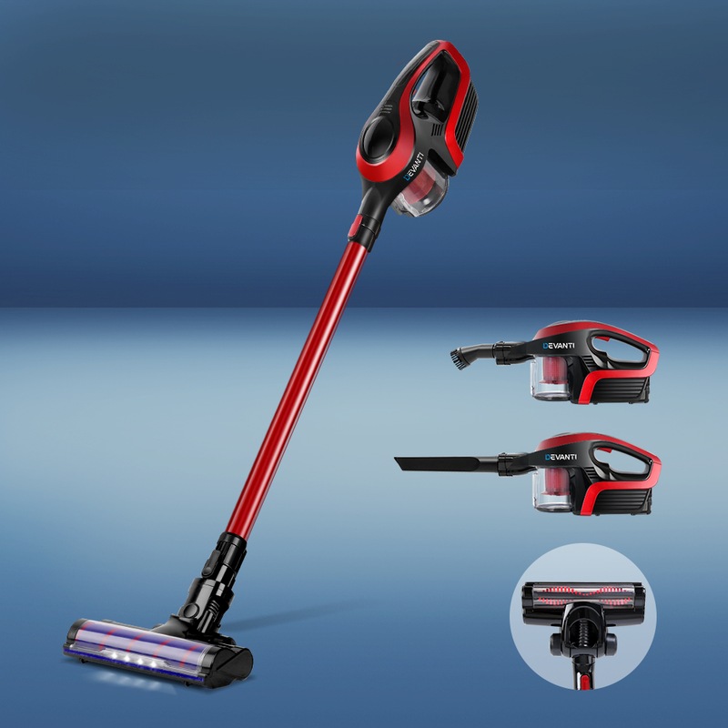 Buy Devanti Handheld Vacuum Cleaner Cordless Roller Brush Head Red MyDeal