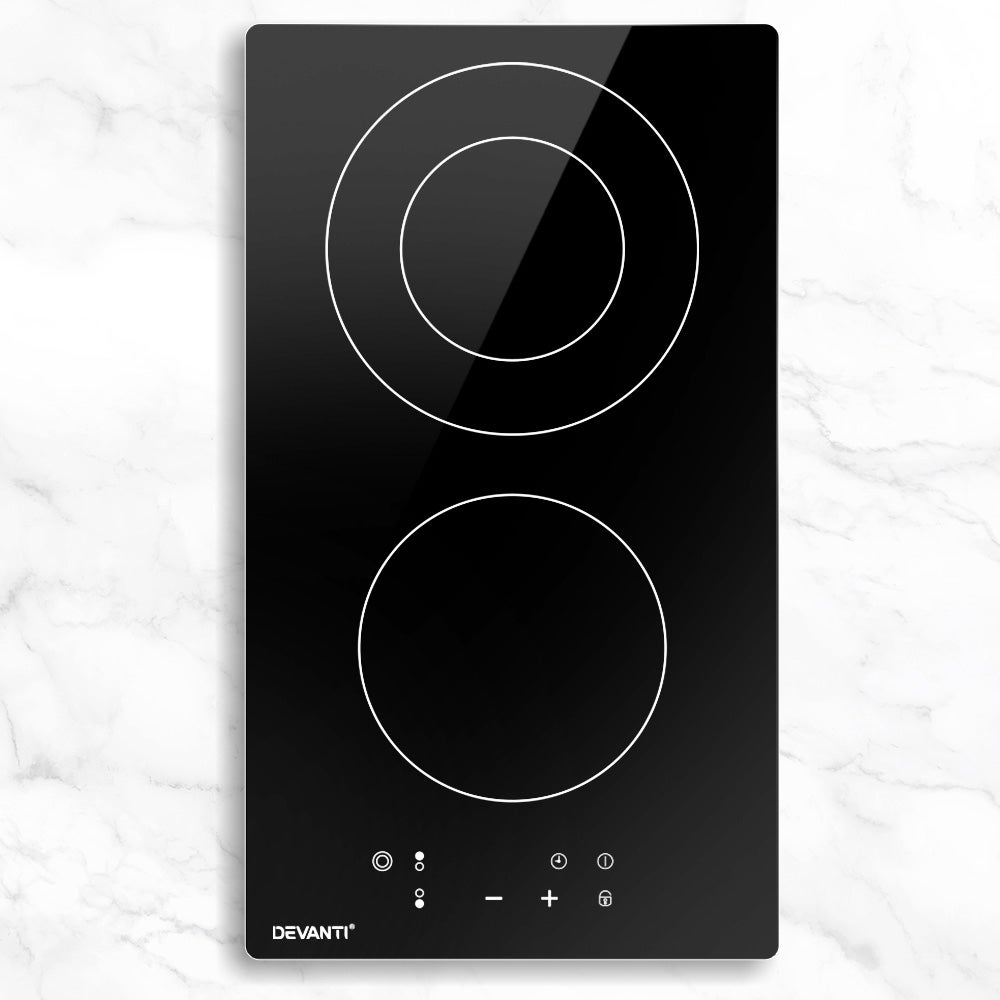 Devanti 30cm 3-Zone Electric Ceramic Cooktop w/ Touch Controls