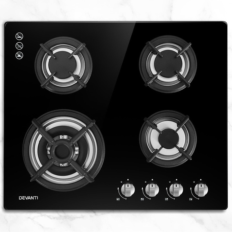 Buy Devanti Gas Cooktop 60cm 4 Burner Black MyDeal