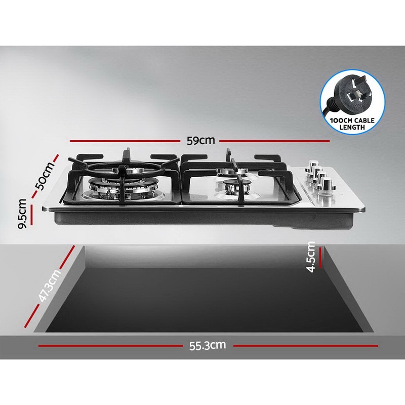 Buy Devanti Gas Cooktop 60cm 4 Burner Stove MyDeal