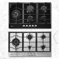 Devanti Gas Cooktop 90cm 5 Burner Stove Black/Silver