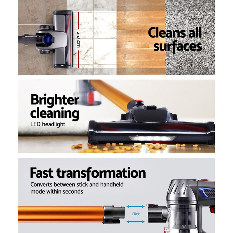 Buy Devanti Handheld Vacuum Cleaner Bagless Cordless 150W Gold MyDeal