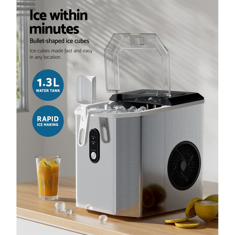 Buy Devanti Ice Maker Machine 12kg Silver MyDeal