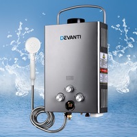 Devanti Portable Gas Water Heater 8L/Min With Pump LPG System Grey 12V Pump Grey