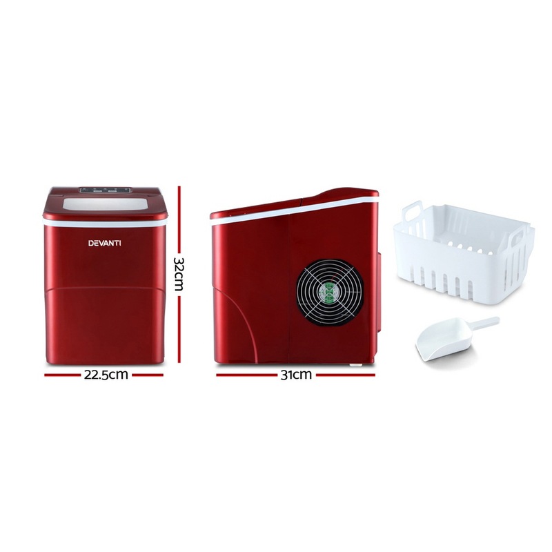 Buy Devanti 2L Ice Maker Portable Ice Cube Machine Red MyDeal