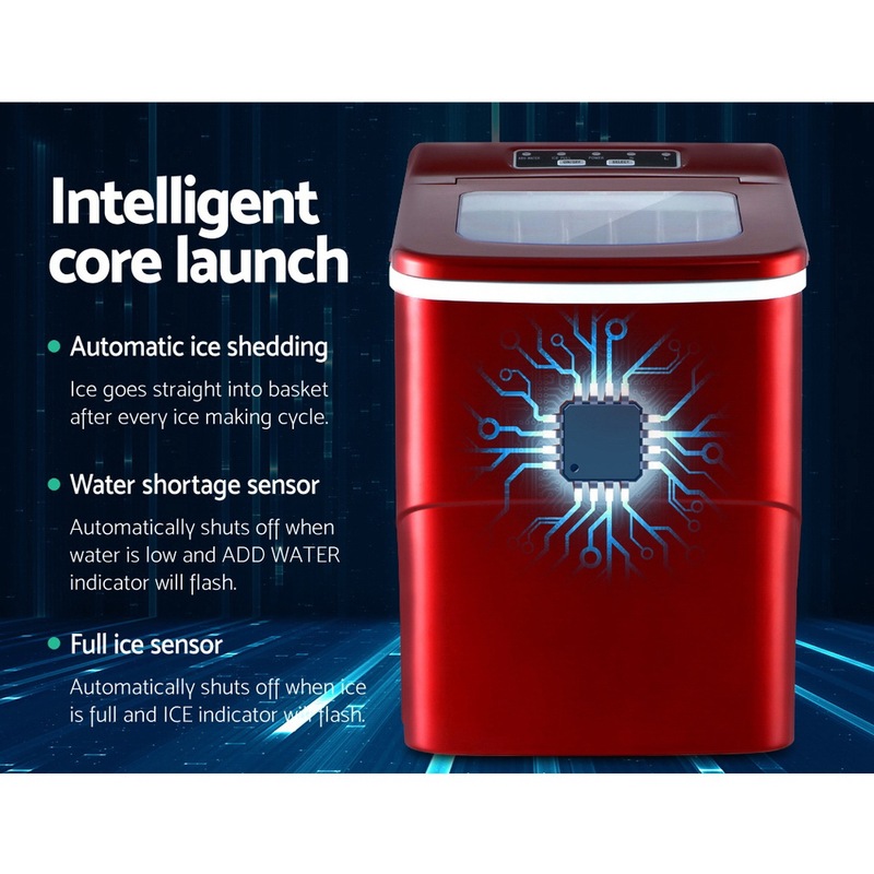 Buy Devanti 2L Ice Maker Portable Ice Cube Machine Red MyDeal