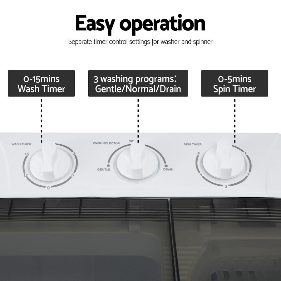 Devanti Portable Washing Machine Twin Tub 4.5KG