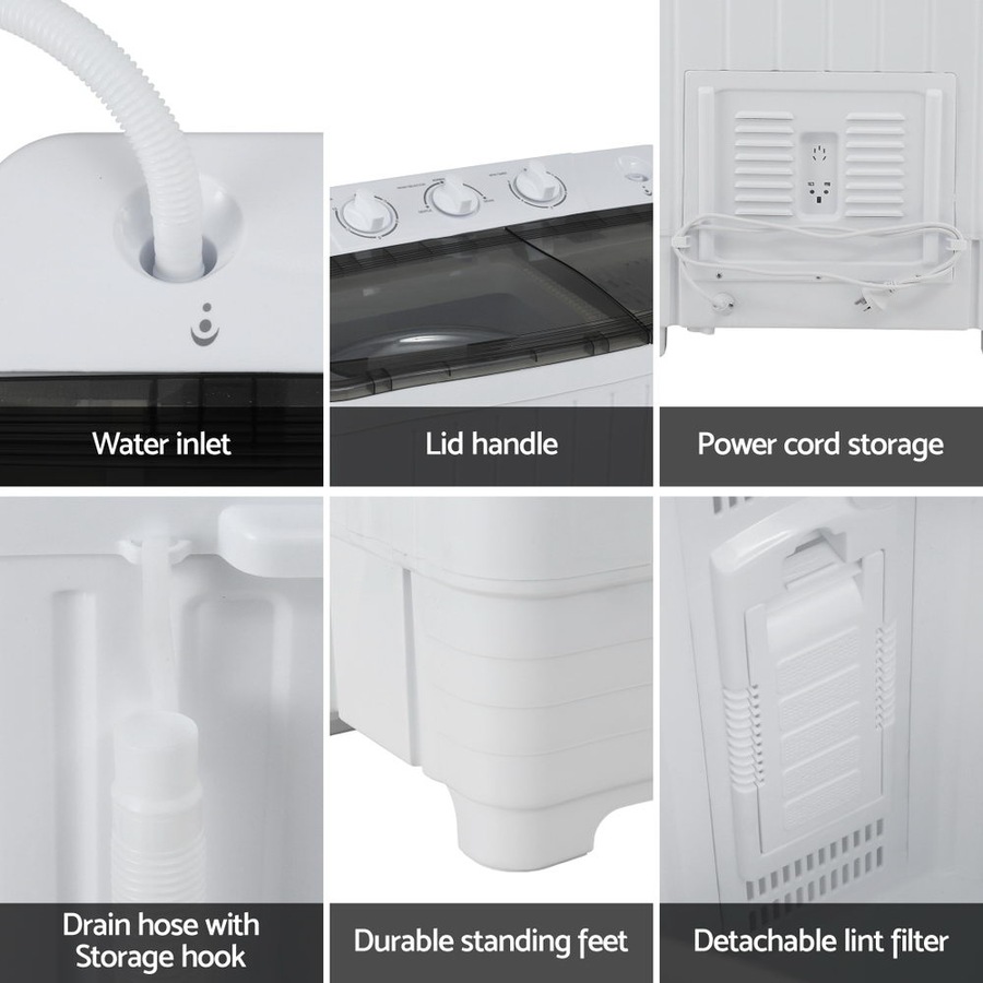 Devanti Portable Washing Machine Twin Tub 4.5KG