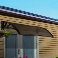 InstaHut 1m x 2m Window Awning Door Canopy Brown Sheet Black Plastic Frame
