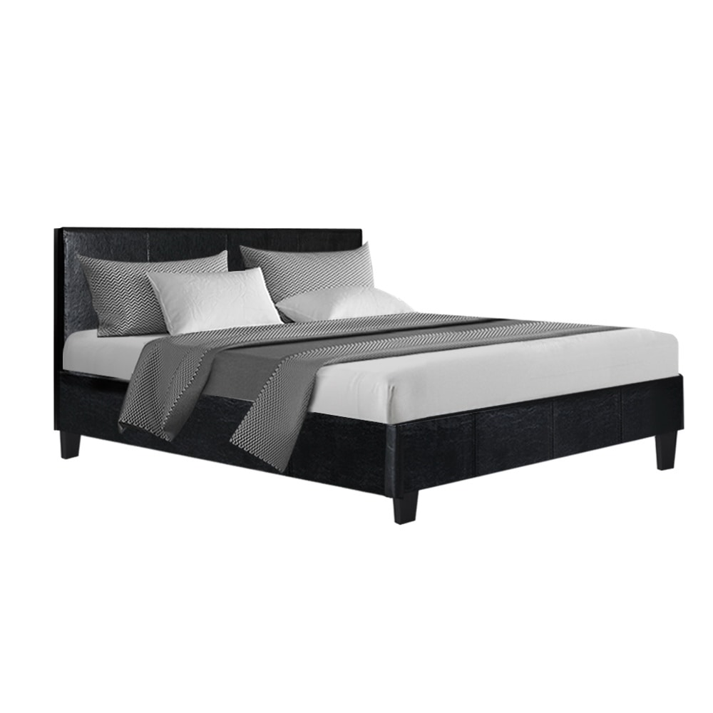 Buy Artiss Bed Frame Double Size Base Black Neo - MyDeal