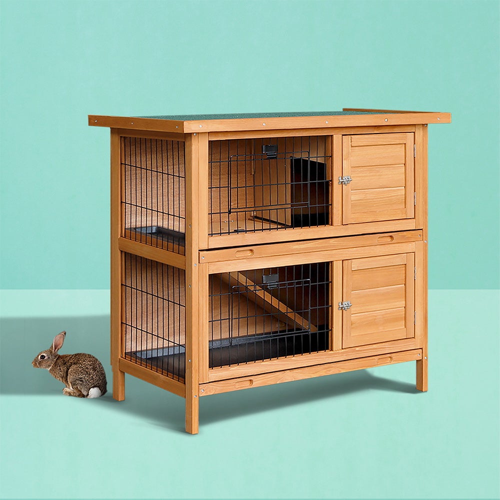 i.Pet Rabbit Hutch 91.5cm x 45cm x 82cm Chicken Coop Large Wooden House Run Cage Pet Bunny