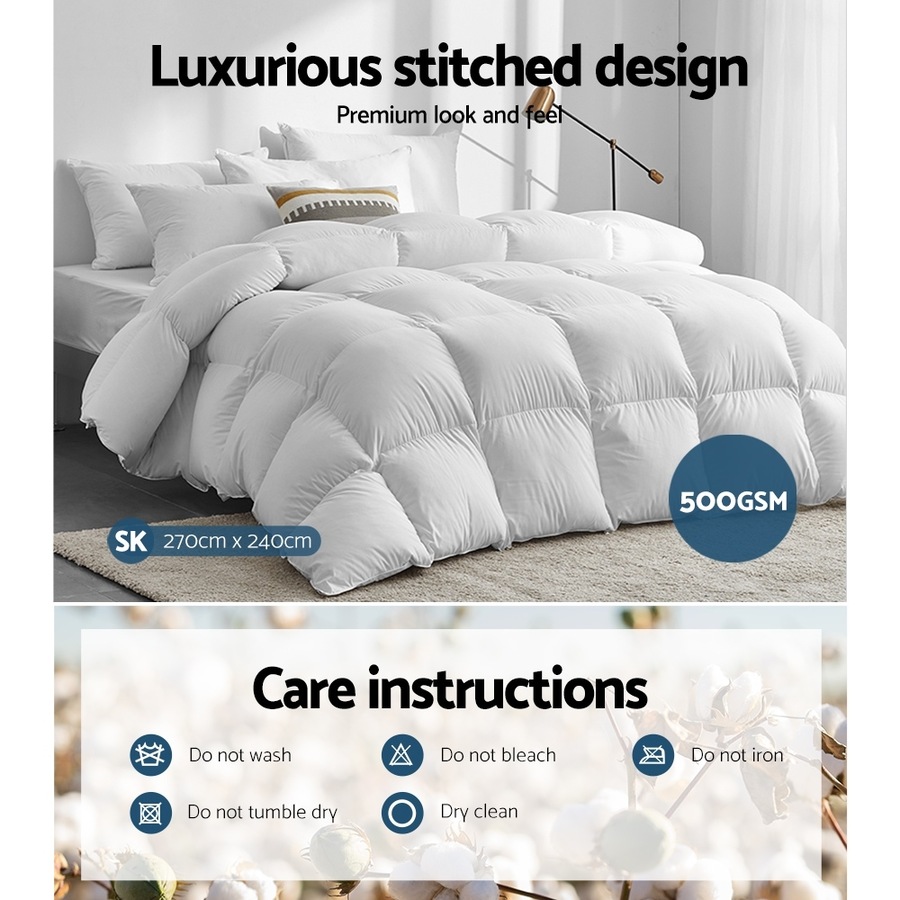 500GSM Super King Duck Down Feather Quilt Giselle Bedding