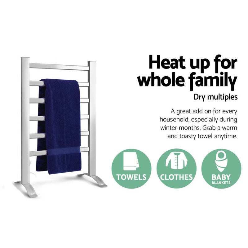 Electric Heated Towel Rail Freestanding Rails Warm Racks Aluminium Bar