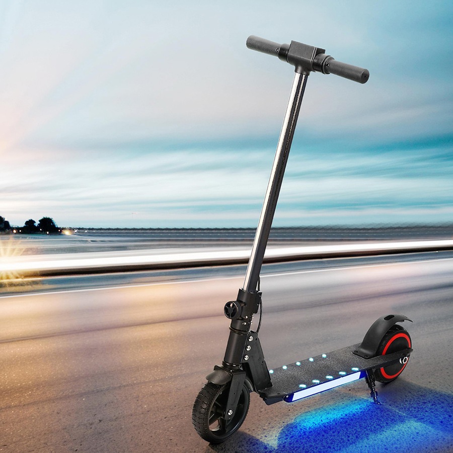 Electric Scooter 130W 16KM/H LED Light Folding Portable Riding Commuter Black