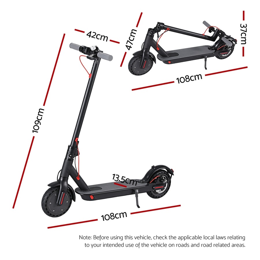 Electric Scooter 500W 25KM/H Folding Portable Riding For Adults Commuter Black