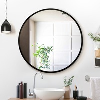 1 Set 80cm Embellir Wall Mirror Makeup Mirror Framed Round Black