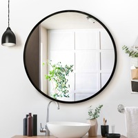 1 Set 90cm Embellir Wall Mirror Makeup Mirror Framed Round Black