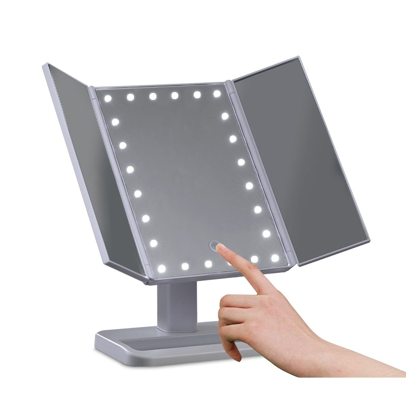 24 LED Light Desk Top Stand Makeup Mirror with Trifold Touch Buy