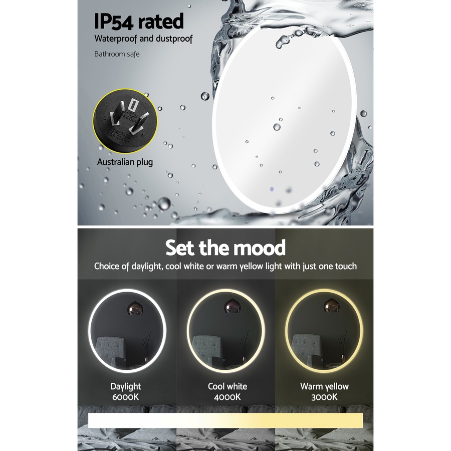 Embellir Wall Mirror 80cm Led light Makeup Home Decor Round