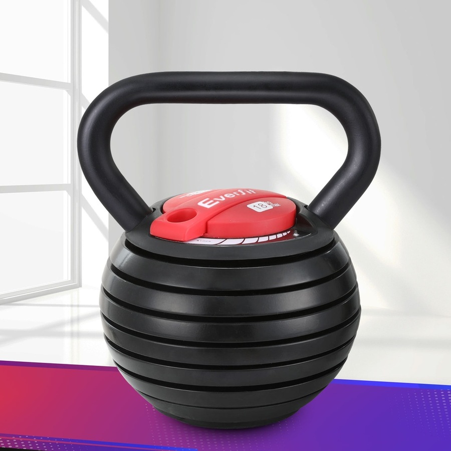 18kg Everfit Adjustable Kettlebell Set Portable Kettle Bell Weight Dumbbells 10lbs 40lbs