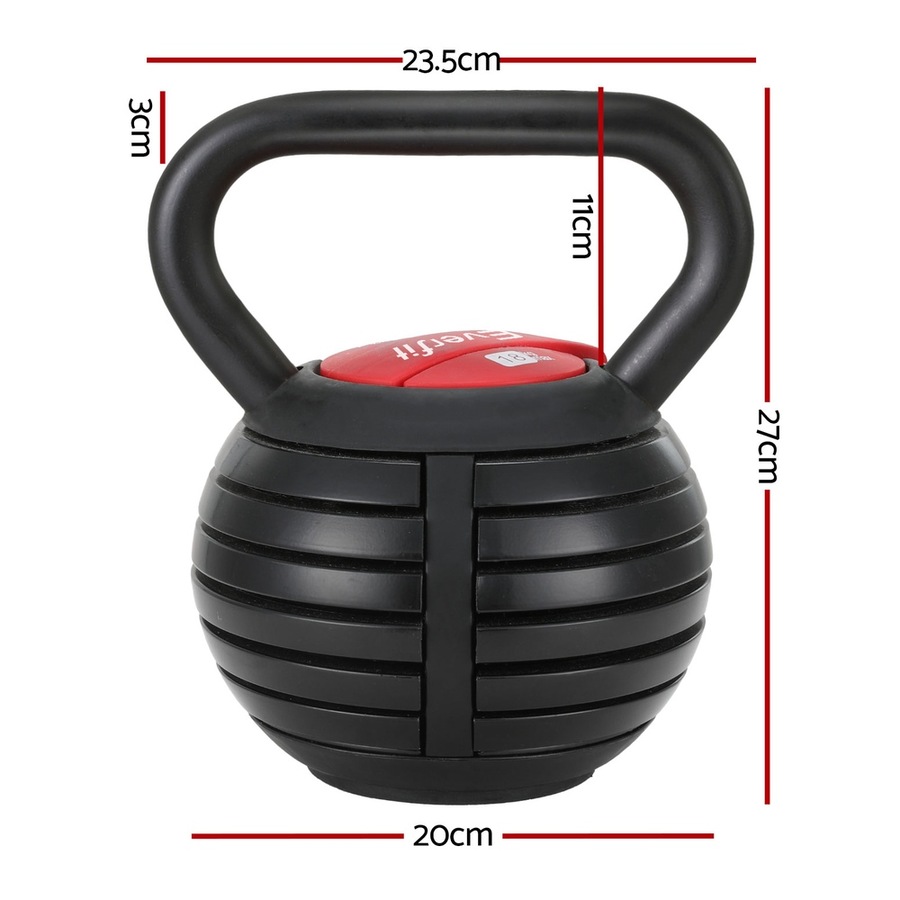 18kg Everfit Adjustable Kettlebell Set Portable Kettle Bell Weight Dumbbells 10lbs 40lbs